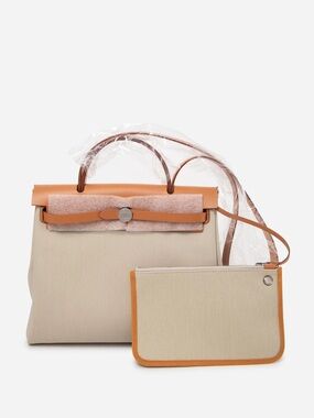 Hermes 2024 Beton/Brown Canvas/Leather Herbag Zip 31 PHW